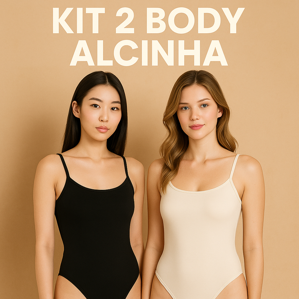 KIT Body Feminino Alcinha com Forro Anarruga de Algodão Bory Alça Fina ...
