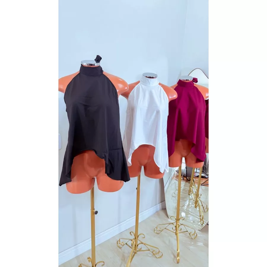 Cropped Blusinha Assimetrica Amarracao Pescoco Moda Feminina blusa