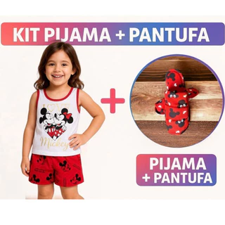 kit short doll regata infantil+pantufa verao personagens blogueira em Oferta na Shopee