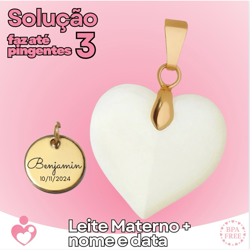 Kit DYE Pingente de Leite - Joia de leite materno - medalha com nome ...
