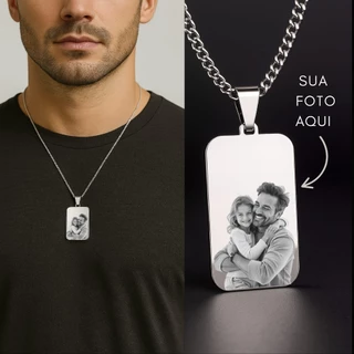 Colar personalizado Foto gravação a laser em inox - Família Amor Avó Pai Mãe Namorado Casal