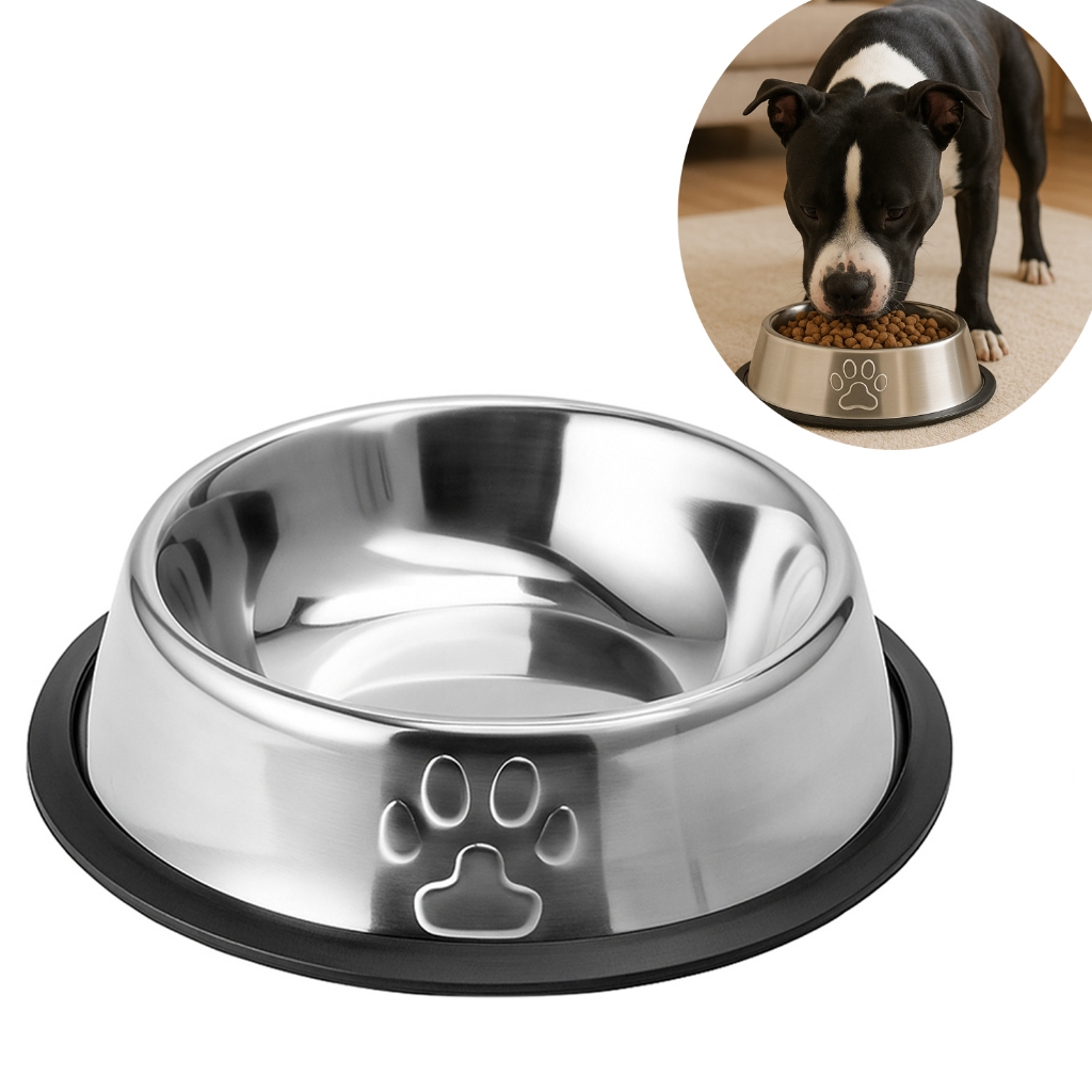Pote / Tigela para Ração ou Água em Inox para Pet - Cachorro ou Gato ...