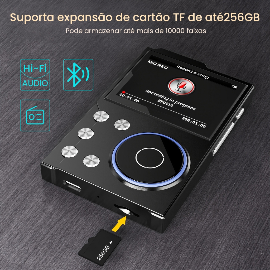 Reprodutor de Música Hi-Fi GENAI com Design Retro de Roda de