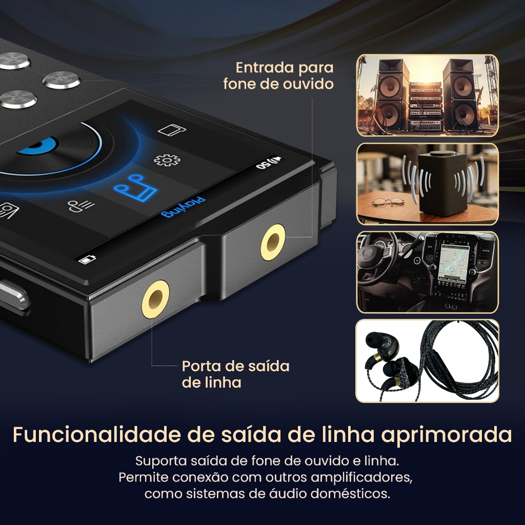 Reprodutor de Música Hi-Fi GENAI com Design Retro de Roda de