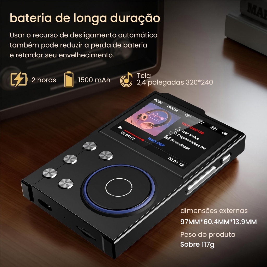 プレーヤー HI Reprodutor de Música Hi-Fi GENAI com Design Retro de Roda de
