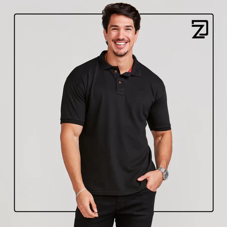 Camisa polo básica masculina piquet slim