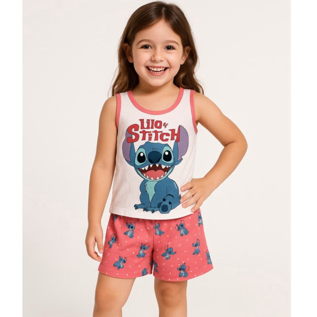 Pijama infantil feminino baby doll short doll roupa de dormir de menina personagens verao regata em Oferta na Shopee