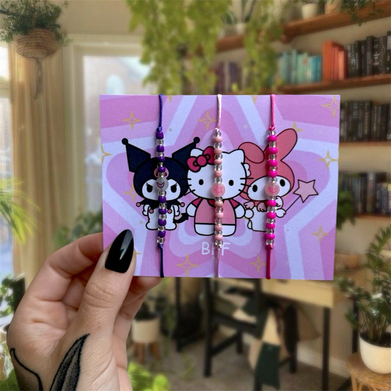 Kit 3 Pulseira Da Amizade Brilha No Escuro Bff Irmãs My Melody