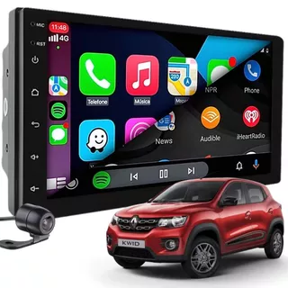 Kit Central Multimídia 7" Polegadas Android GPS USB Bluetooth Carplay Renault Kwid 2017 2018 2019 2020