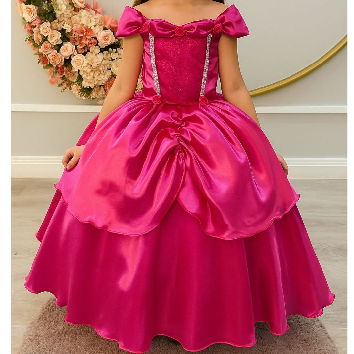 VESTIDO PRINCESA INFANTIL DE PRINCESA LUXO ROSA INFANTIL FESTA ...
