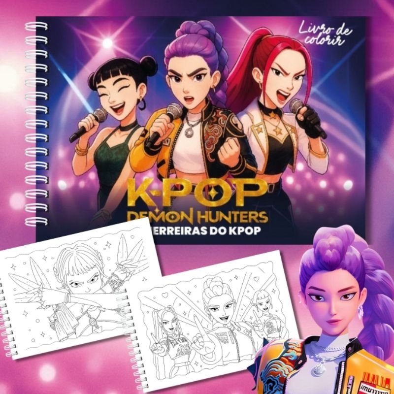 PERSONALIZADO | Livro de colorir GUERREIRAS DO KPOP | CAPA DURA | FOLHA ...