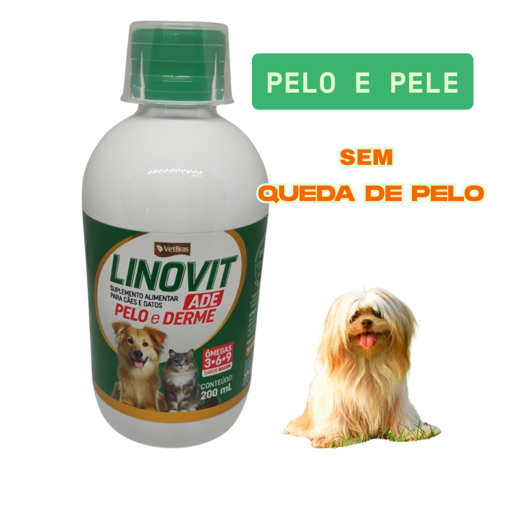Linovit Pelo e Derme - 200ml - Suplemento para Cães e Gatos | Ômegas 3 ...