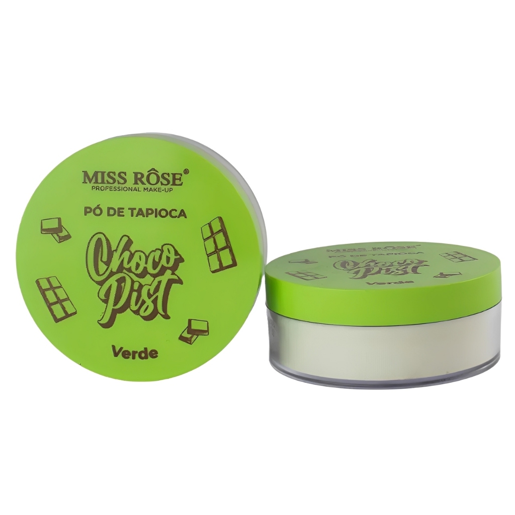 Pó Solto de Tapioca Chocopist Verde Miss Rôse Pó Matificante Produtos de Maquiagem
