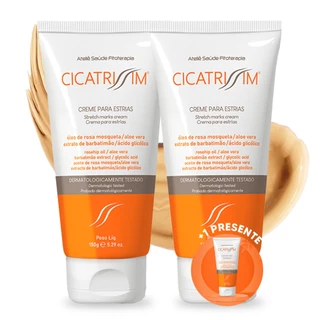 Kit 2 Cremes Hidratantes Redutor de Estrias Cicatrissim - Hidrata, Suaviza Estrias, Uniformiza e Firma Melhor a Pele - 1 em Oferta na Shopee