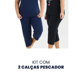 Kit com 2 Calças Corsário em Malha 100% Algodão modelo Capri Pescador