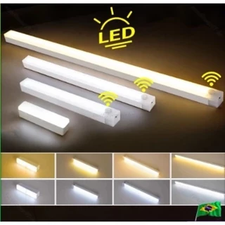 Kit 2 Smart Luminária Inteligente Ultra LED com sensor de movimento sem fio e Recarregável USB fino barra 30/50cm