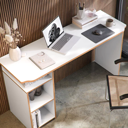 Escrivaninha Athenas 115cm com nichos mesa home office estudo mdf mdp moderna para escritório