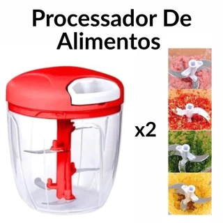 KIT 2 Processadores De Alimentos Manual 900ML Triturador 5 Lâminas Colorido Fatie Triture Ágil Útil Prático em Oferta na Shopee