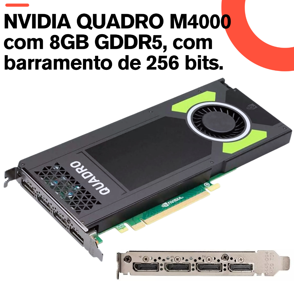 Placa De Vídeo Gamer Nvidia Quadro M4000 8gb Gddr5 com 256 bits