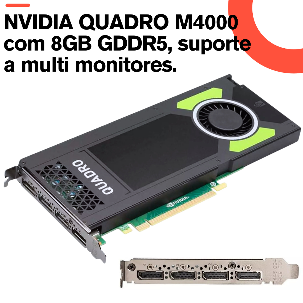 Placa De Vídeo Gamer Nvidia Quadro M4000 8gb Gddr5 com 256 bits
