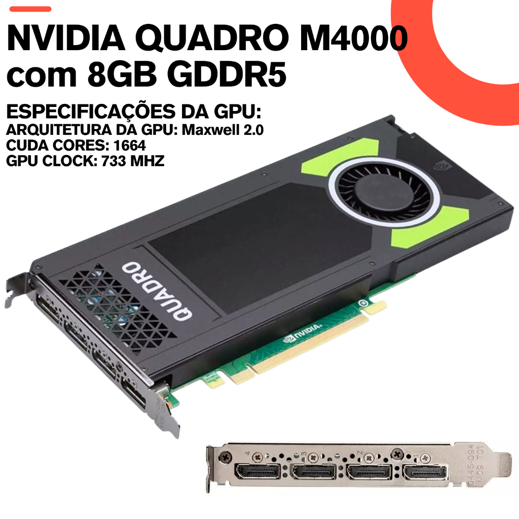 Placa De Vídeo Gamer Profissional Nvidia Quadro M4000 8gb Gddr5