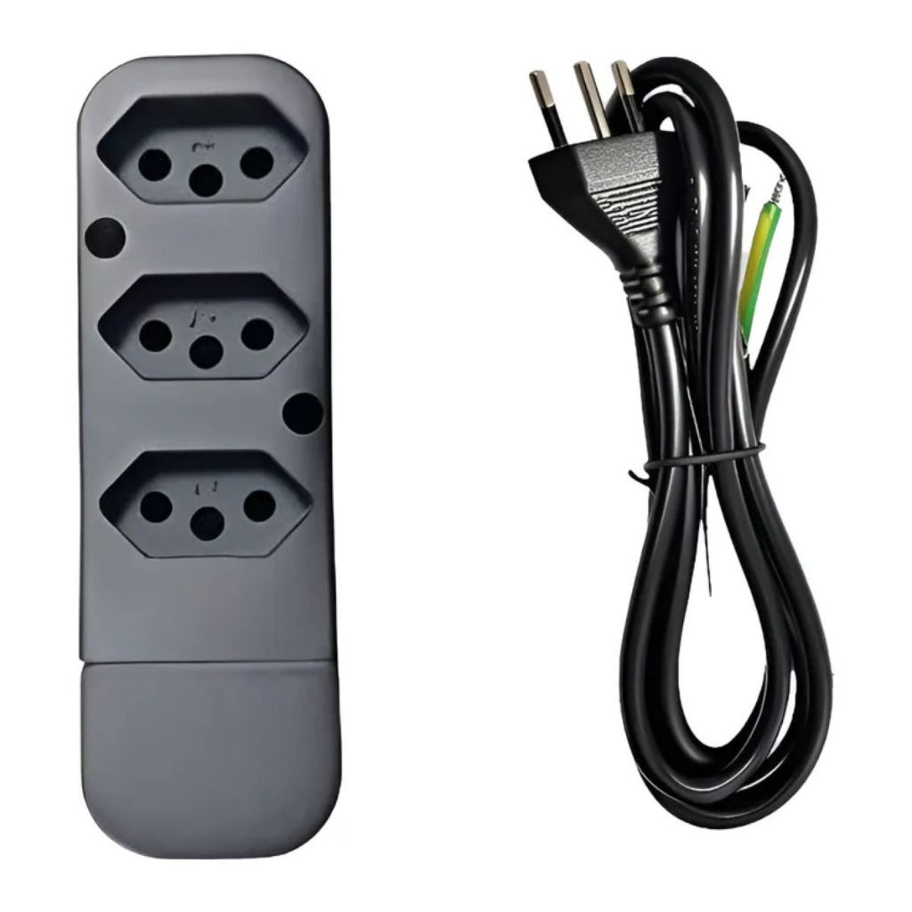 Kit 1-3 Tomada 3 Pinos 10A/2200W Com Cabo 1M, 2M OU 3M Xtronic