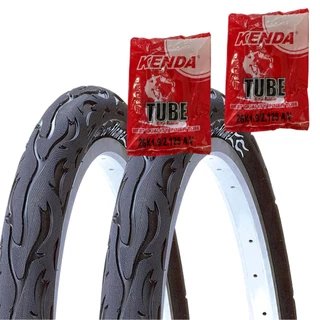 Pneu Aro 26x2.125 Kenda Flame Balão Preto Fogo Bicicleta Bike Mobilete + Câmara de Ar Original Kenda em Oferta na Shopee