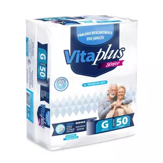 FRALDAS VITA PLUS SENIOR HIPER G (50 UNIDADES) NOVA EMBALAGEM em Oferta na Shopee