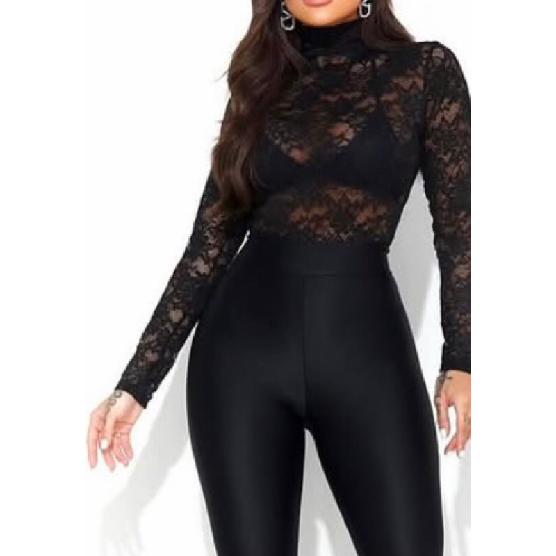 Body Feminino de Renda manga longa Estilo Camidal | Shopee Brasil