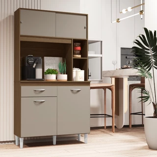Armário Paneleiro de Cozinha Completo Com Portas E Gaveta Organizador Casa Multiuso Duda 172x90x35cm