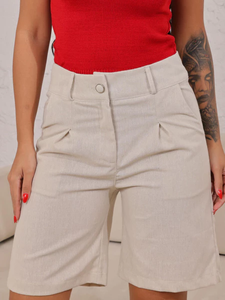 Bermuda alfaiataria feminina em linho