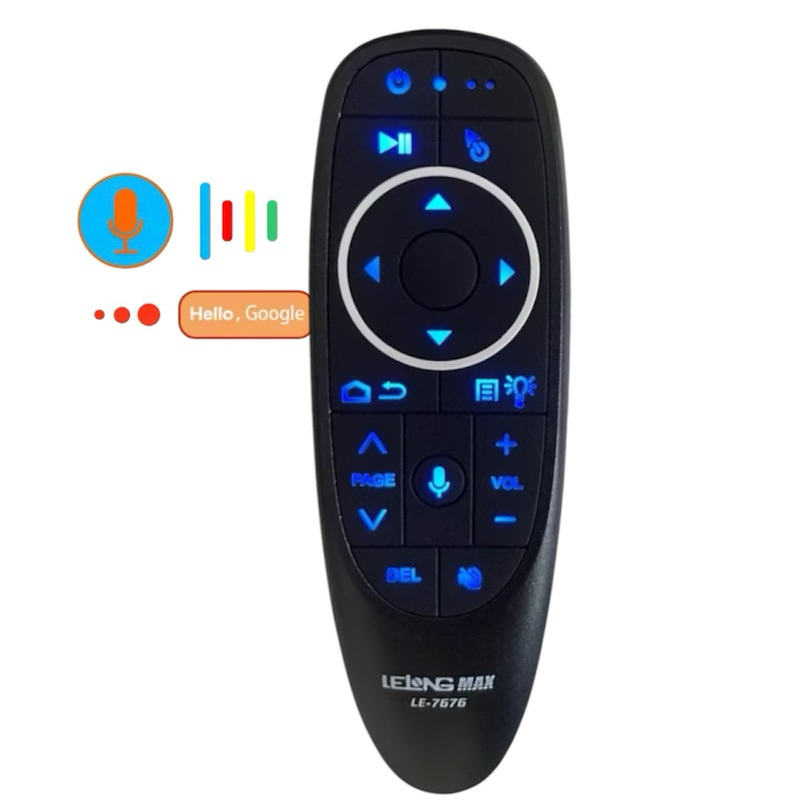 Controle Air Mouse Com Voz 2.4g USB Giroscópico RGB luminoso