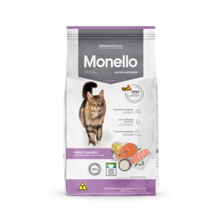 Ração Monello Gatos Adultos Castrados Peru e Salmão 1kg Á Granel