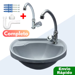 Kit Pia Lavatório Completo Com Torneira Sifão Banheiro Lavabo