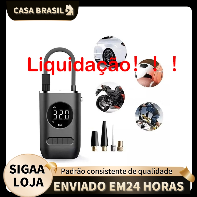 Compressor De Ar Elétrico Portátil Digital Ncher Pneu Carro Moto Bike Bicicleta Bola Piscina Inflável