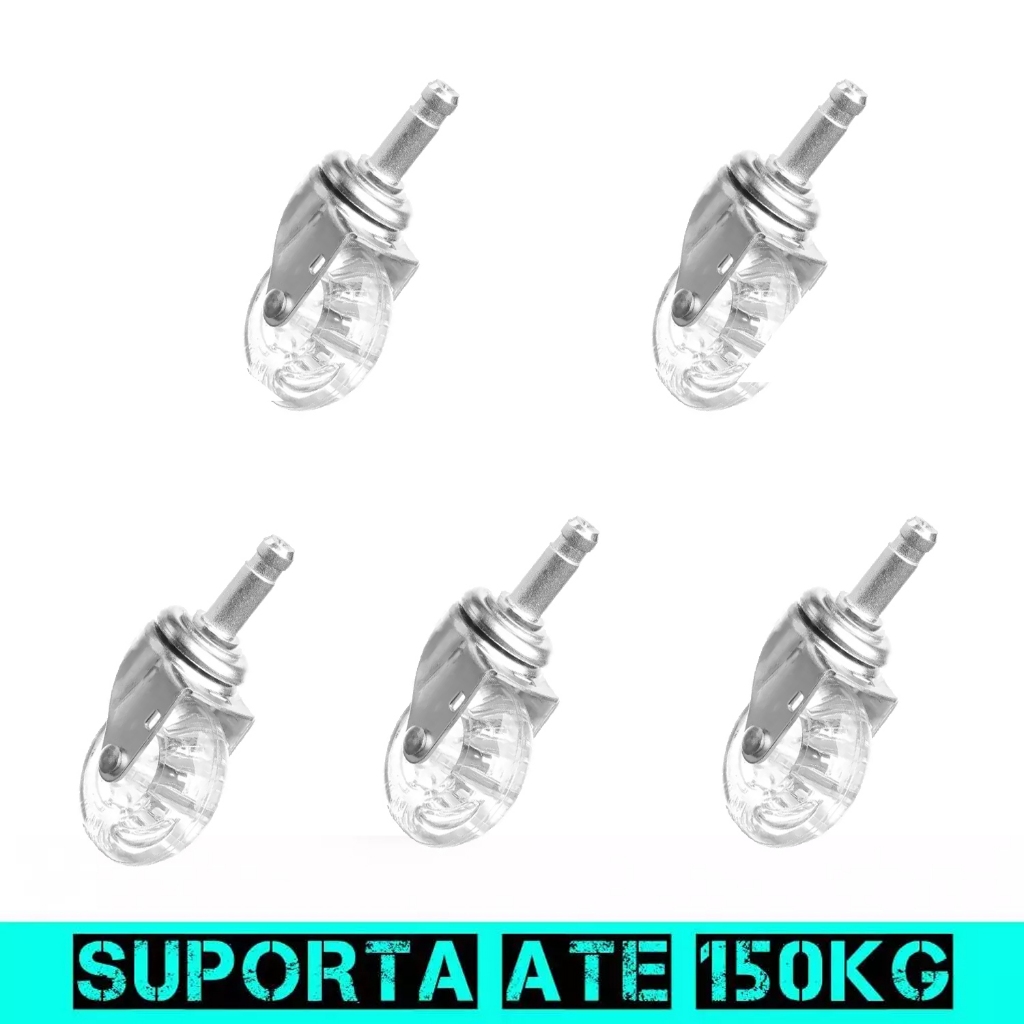 Rodízios Gel Silenciosos Reforçados p/ Cadeiras Gamer Diretor Pino Universal 11mm Não risca o piso