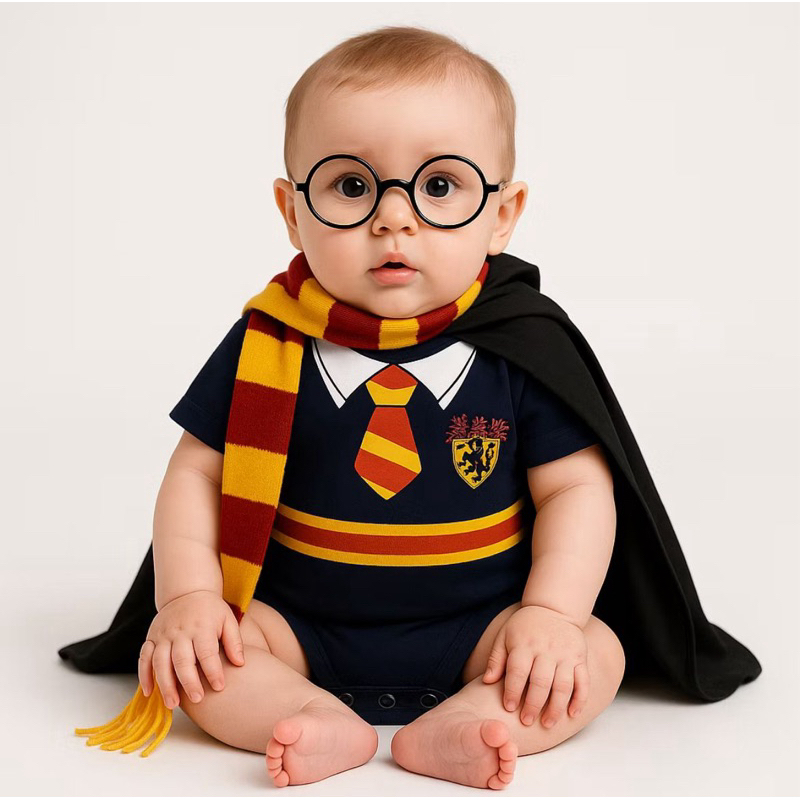 Body Bebê Harry Potter com Capa Cachecol e Óculos – Fantasia ...