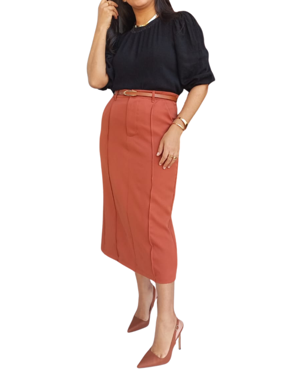 Saia social alfaiataria midi feminina | Shopee Brasil