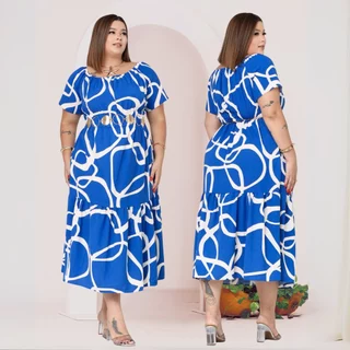 Vestido Feminino Plus Size Moda Blogueira Ombro a Ombro Evangelica Casual Manga Curta Elastex