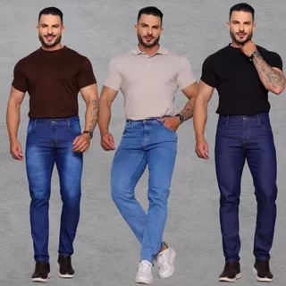 Calca Jeans Masculina Modelo Slim com Lycra para Passeio Envio 24H