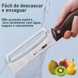 Faca multifuncional para descascar frutas, faca de aço inoxidável com cabo de madeira, descascador de frutas e vegetais,