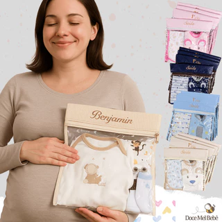 Saquinho Maternidade 4 Peças e 6 Peças Personalizado com o nome Do Bebê em Oferta na Shopee