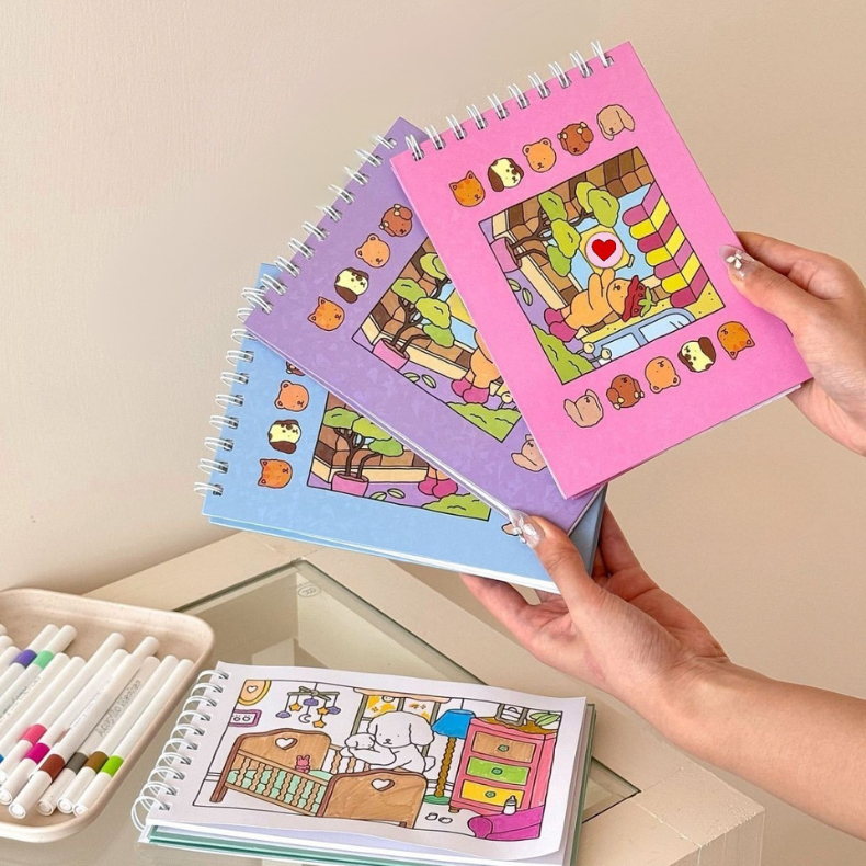 Caderno de Pintura Com 50 Folhas E Capa Dura Livro de Colorir Fofo ...
