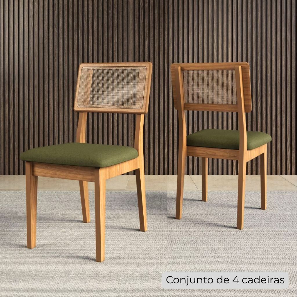 Conjunto Sala de Jantar com 4 Cadeiras Estofadas em Material Nobre
