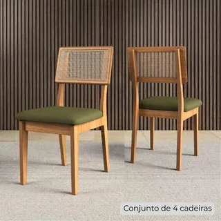 Conjunto Sala de Jantar com 4 Cadeiras Estofadas em Material Nobre