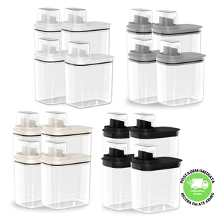 Kit 4 Peças Dispenser Flow 1,5 E 2,3 Litros Sabão Líquido Amaciante Produtos Limpeza Lavanderia em Oferta na Shopee