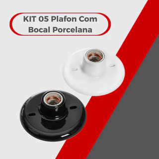 Kit 05 Plafon Com Bocal Porcelana 100w E27