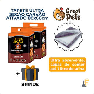 Kit 2 Tapete Higiênico Cães Carvão Ativado 80x60 30un Ultra Secão + Brinde em Oferta na Shopee
