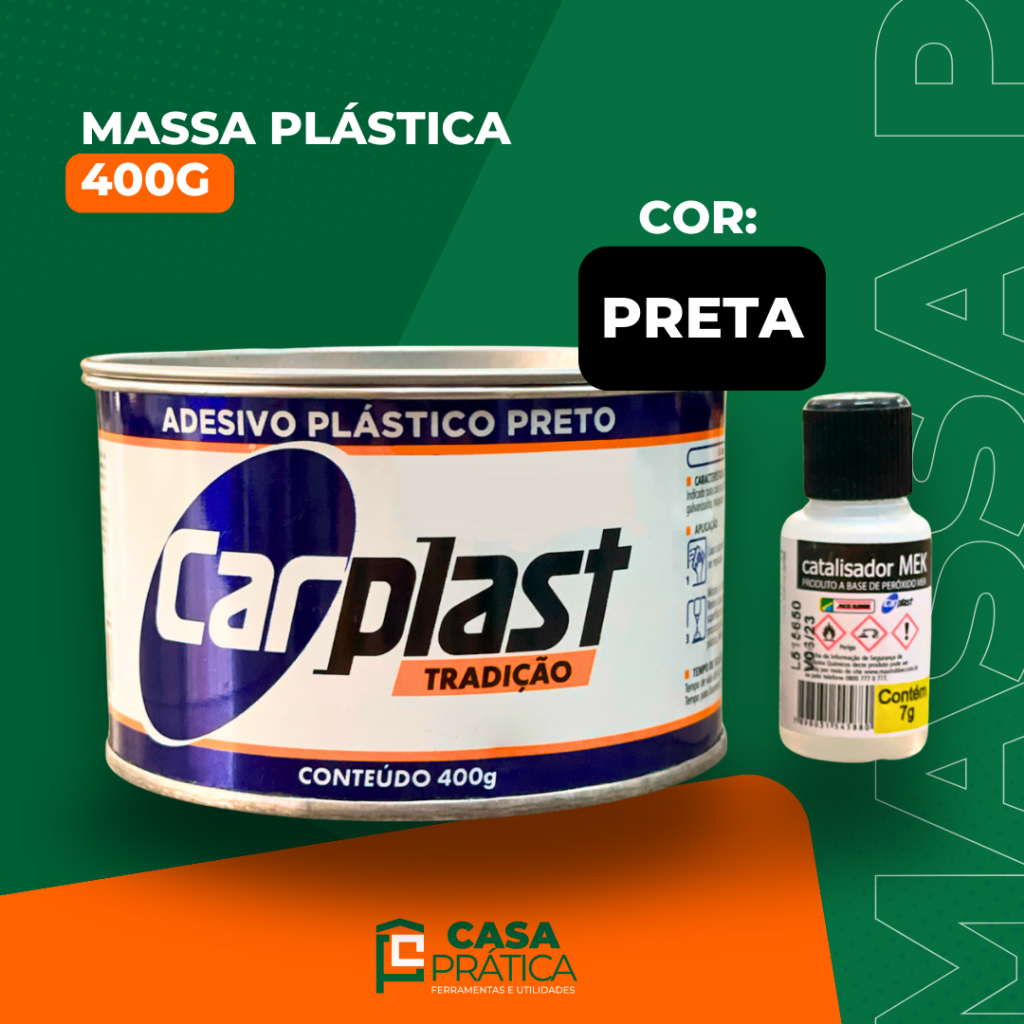 Massa Plastica Preta 400g Carplast Com Catalisador Reparos Automotivo ...