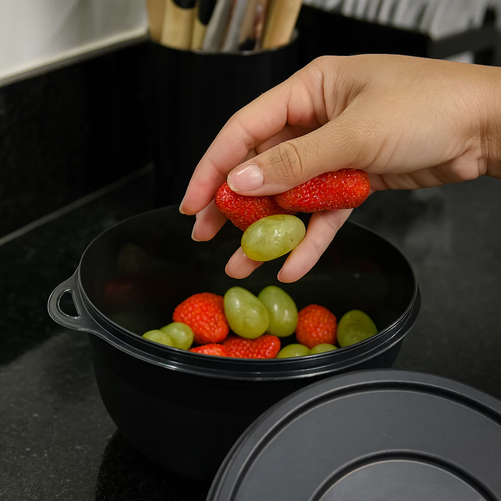 Kit de potes em uso na cozinha